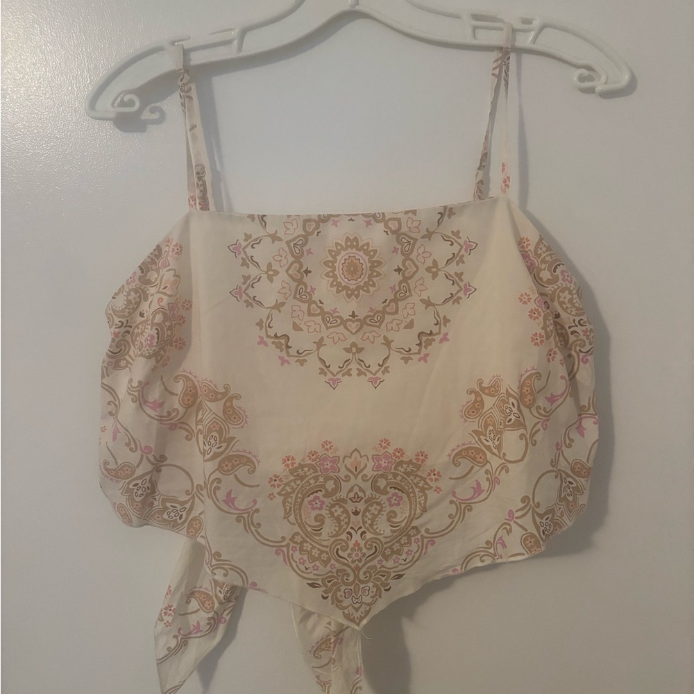 American Eagle Outfitters Cream and Pink Camisole